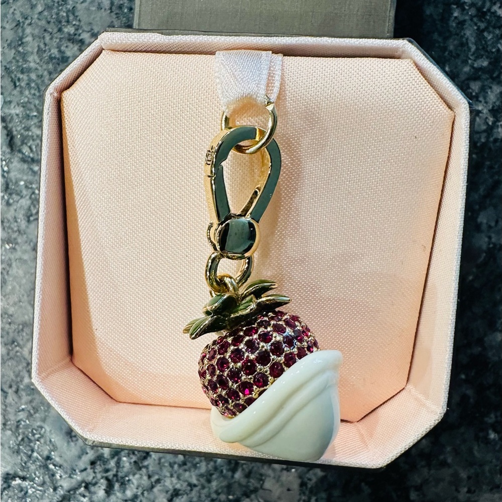 Juicy Couture White Chocolate Covered Strawberry Charm Box Purse Charm Bag Charm